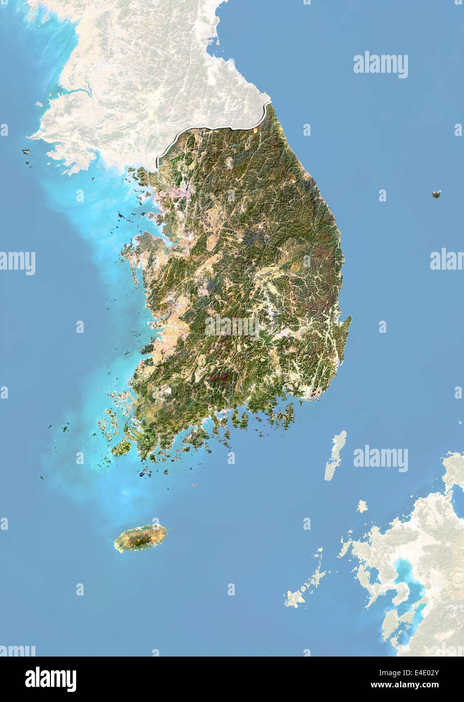 South Korea Satellite Map South Korea, Satellite Image With Bump Effect, With Border And Mask Stock  Photo - Alamy