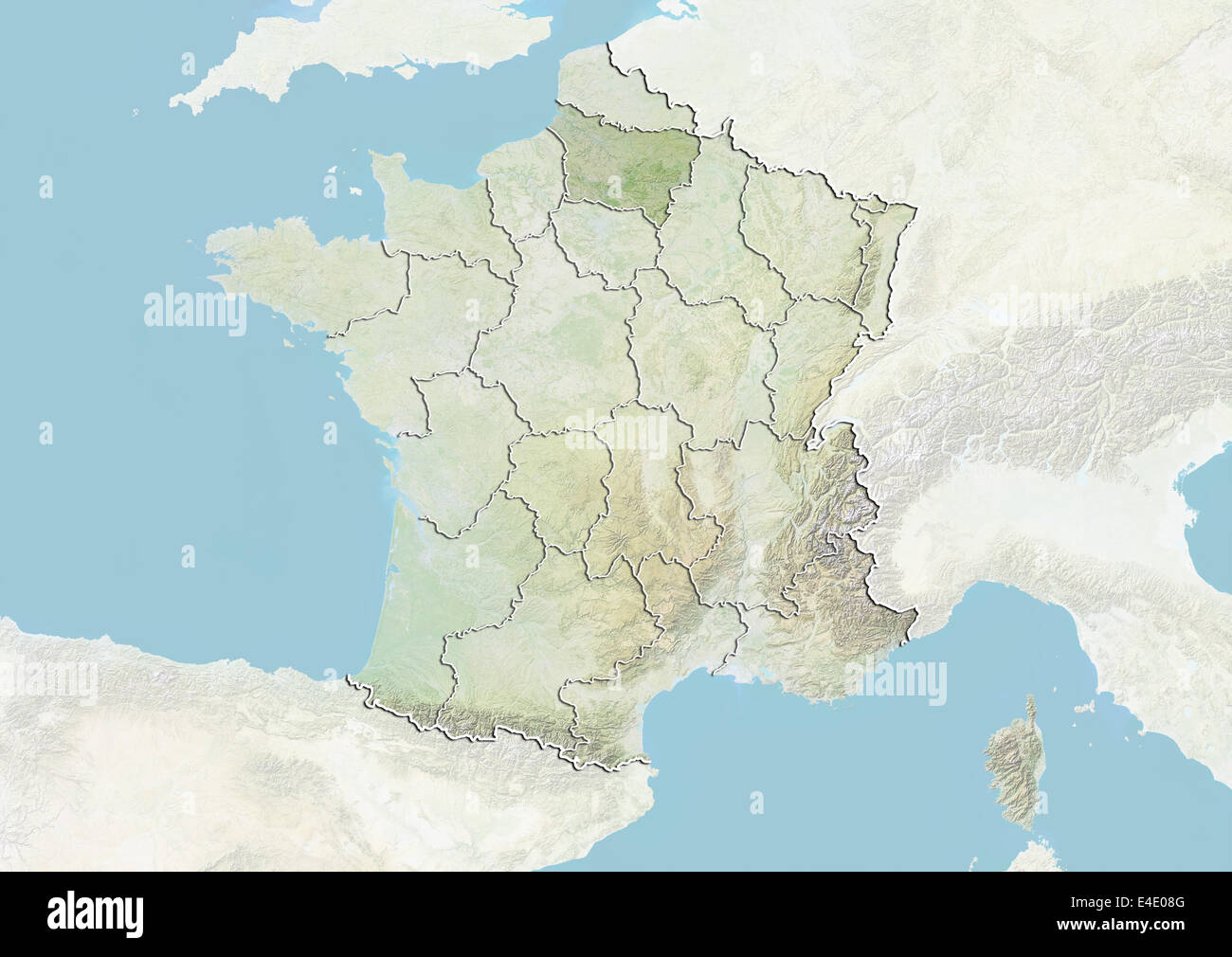 France And The Region Of Picardy Relief Map Stock Photo Alamy