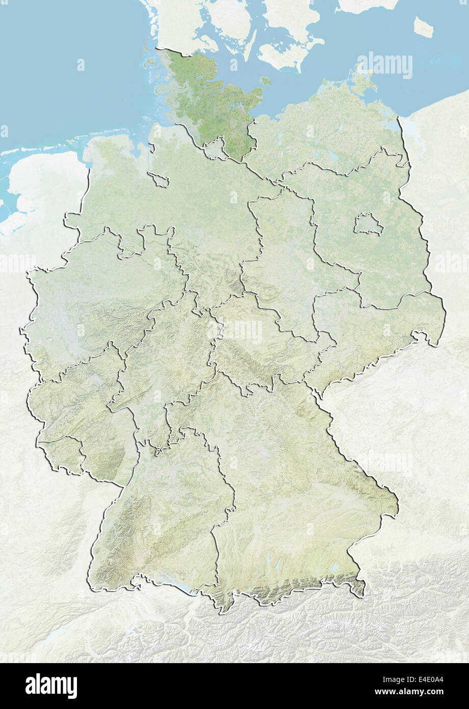 Germany and the State of SchleswigHolstein, Relief Map Stock Photo Alamy