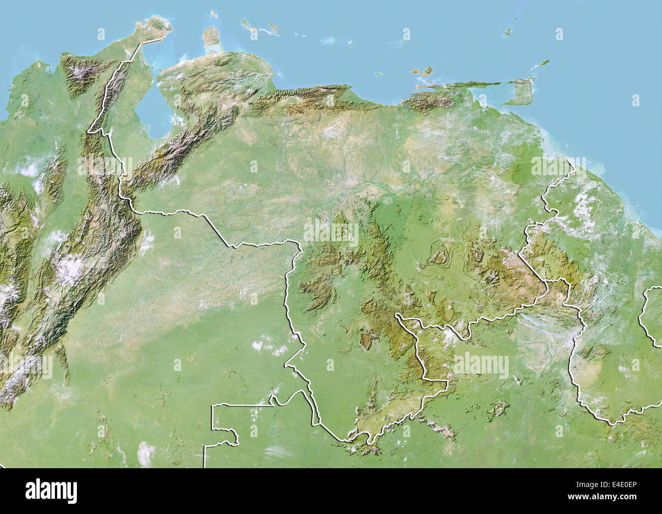 Venezuela Relief Map With Border Stock Photo Alamy