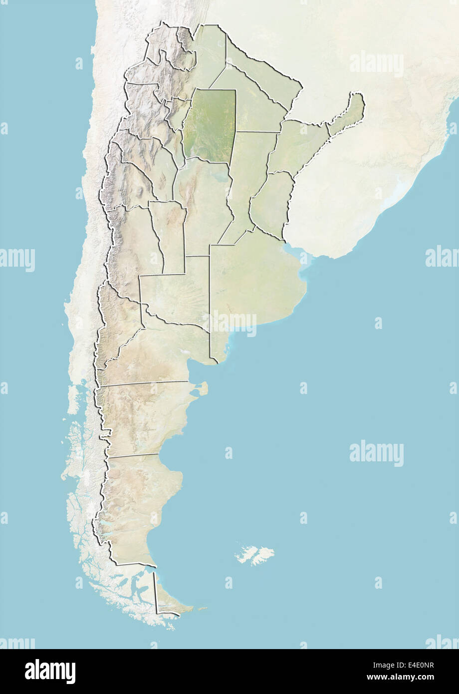 Argentina and the Province of Santiago del Estero, Relief Map Stock Photo