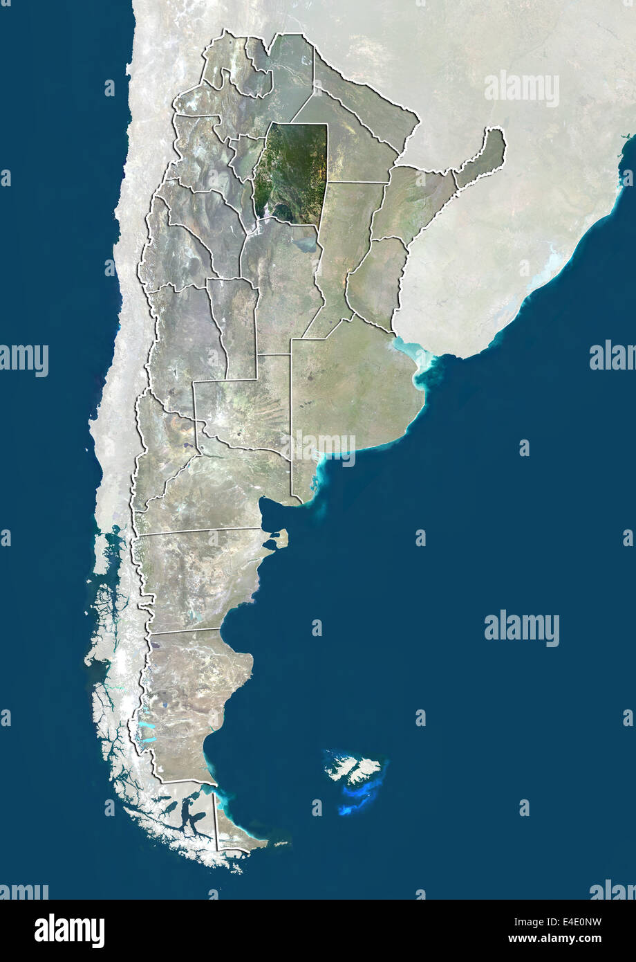 Argentina and the Province of Santiago del Estero, True Colour Satellite Image Stock Photo