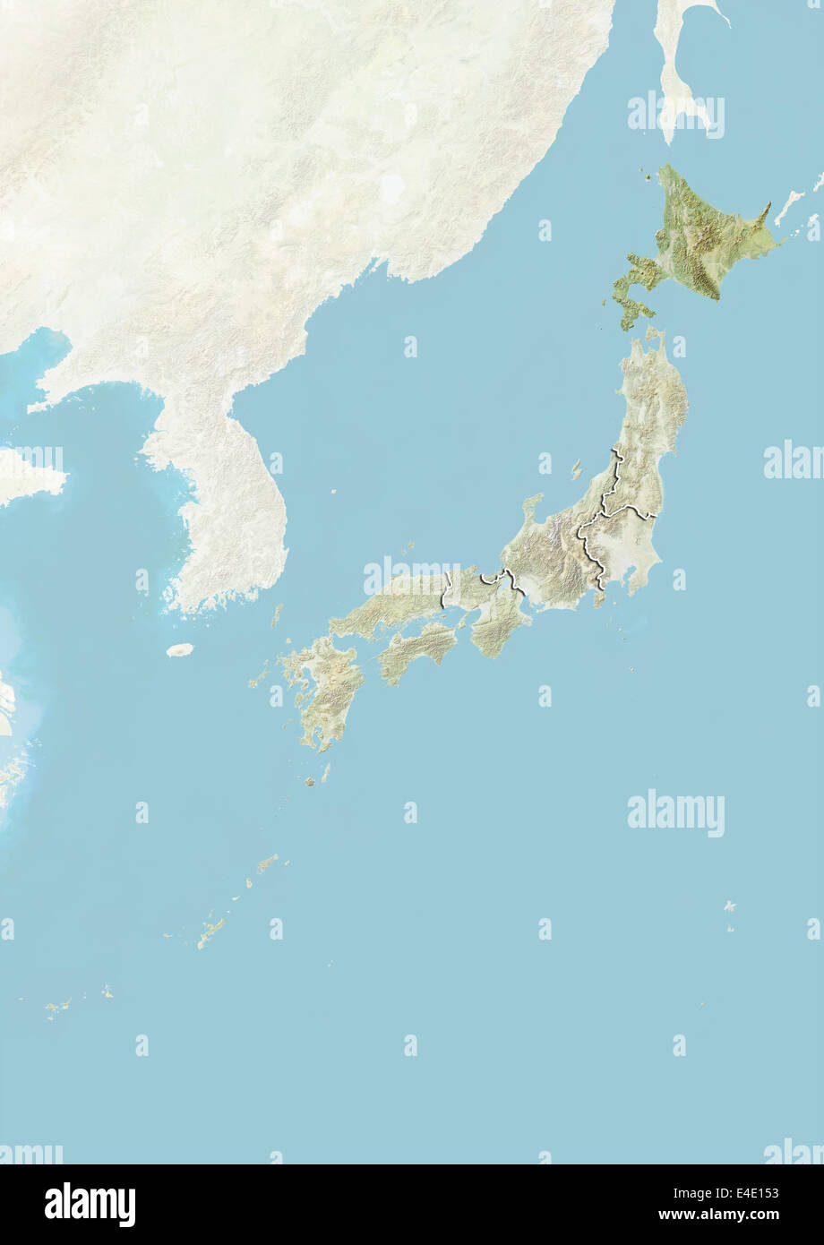 japan and the region of hokkaido relief map stock photo 71608351