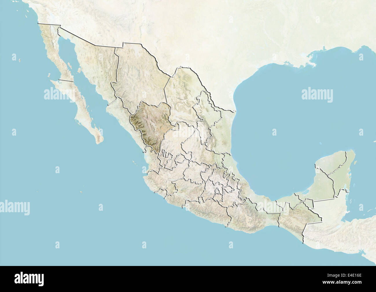 Mexico and the State of Durango, Relief Map Stock Photo - Alamy