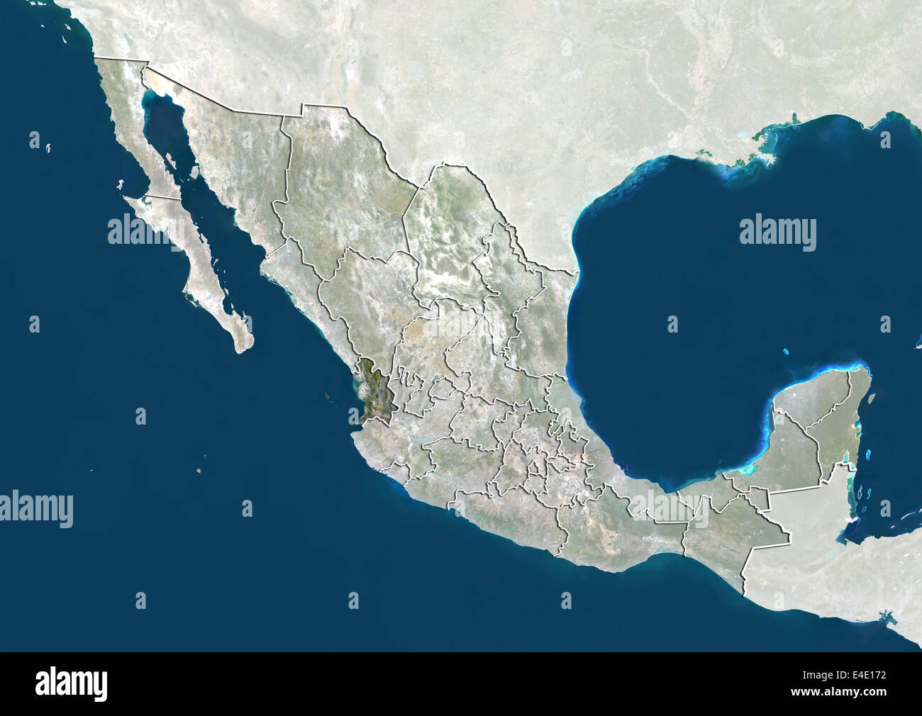 Mexico and the State of Nayarit, True Colour Satellite Image Stock Photo
