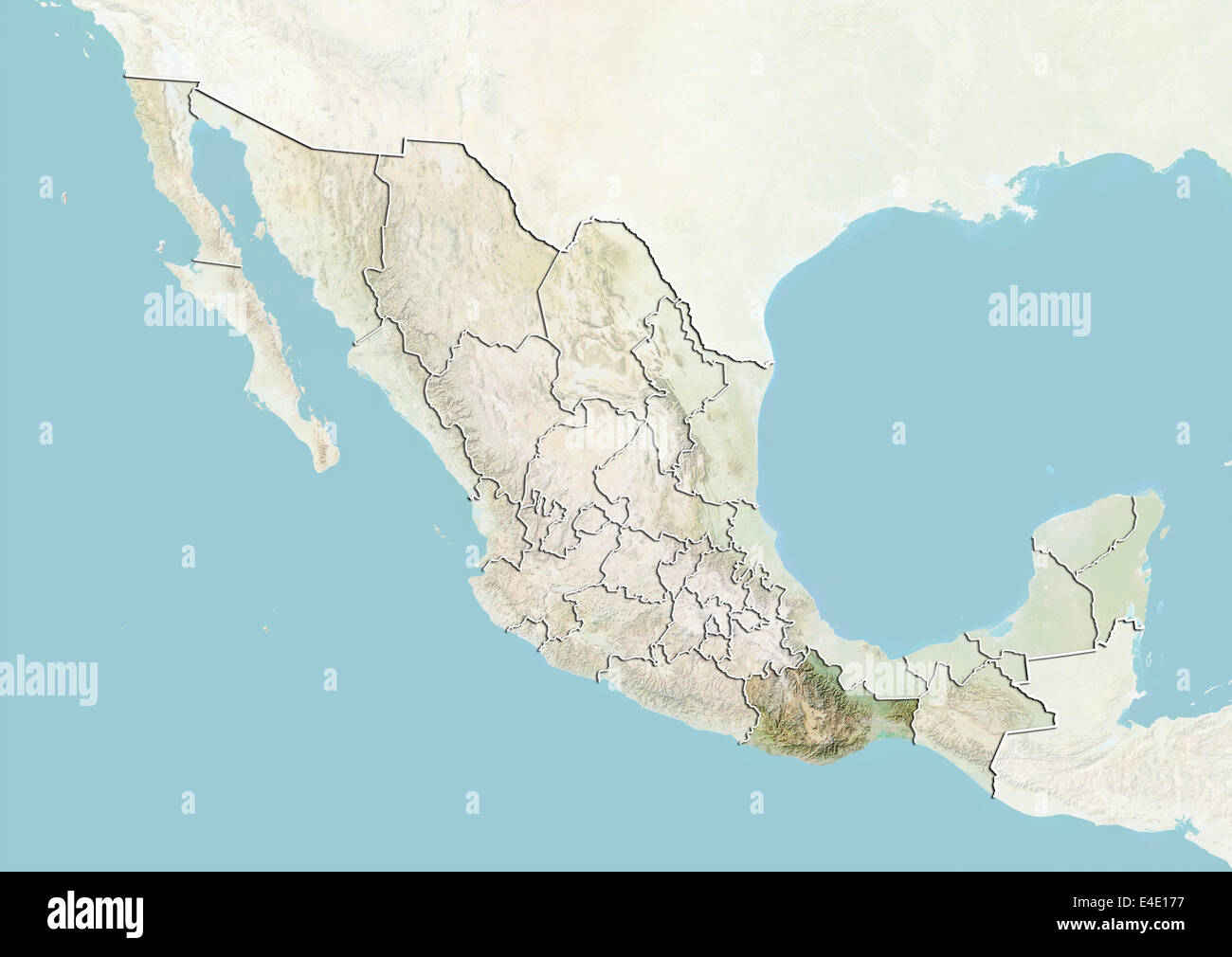 Mexico and the State of Oaxaca, Relief Map Stock Photo Alamy