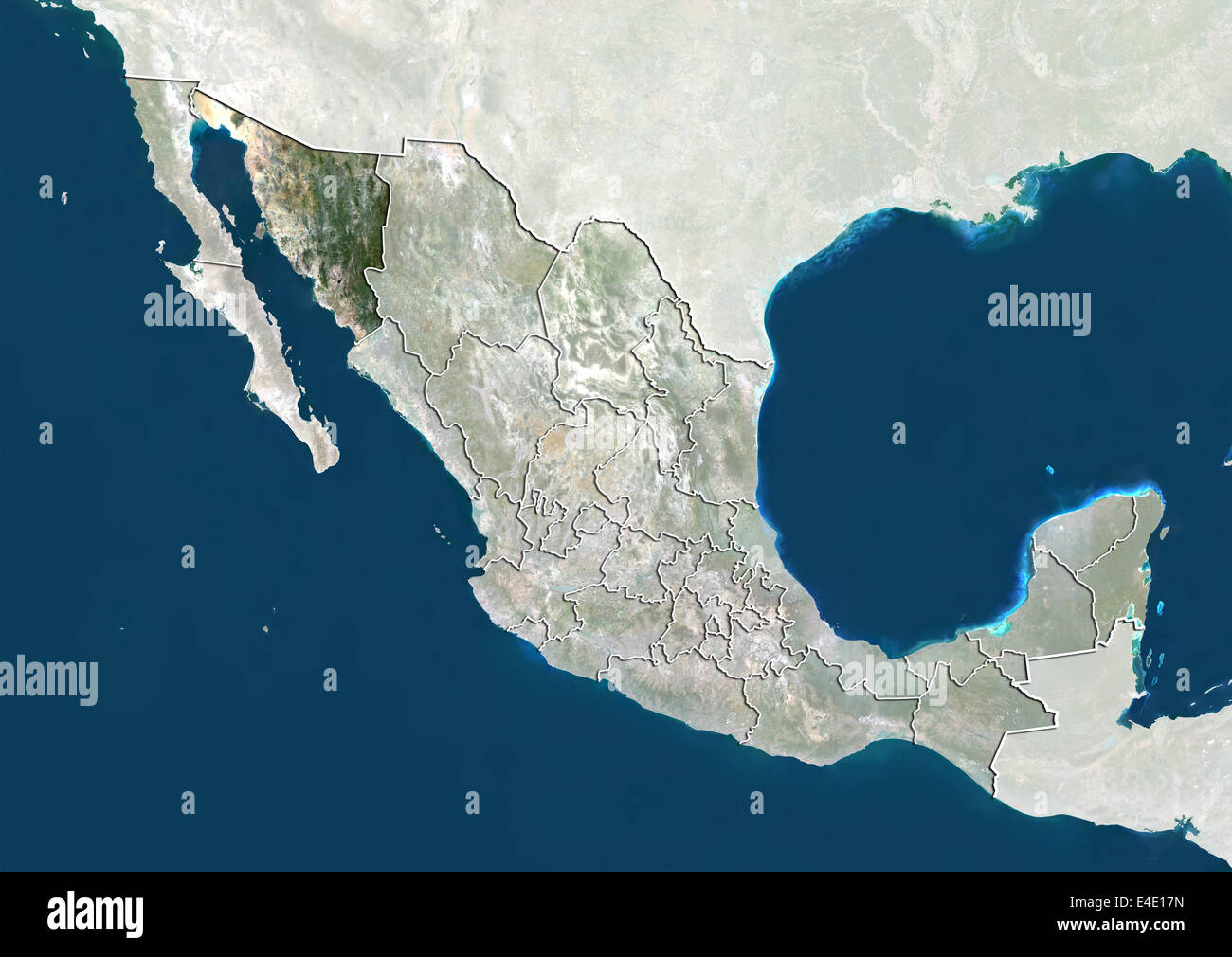 Mexico and the State of Sonora, True Colour Satellite Image Stock Photo