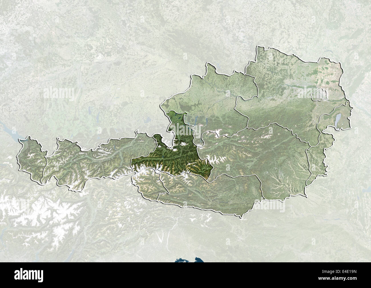 Austria and the State of Salzburg, True Colour Satellite Image Stock ...