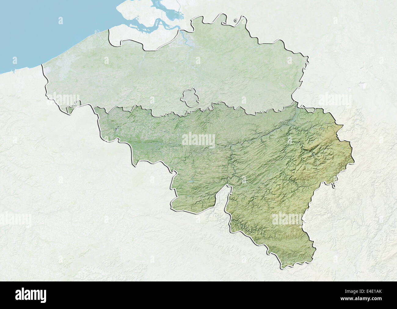 Belgium and the Walloon Region, True Colour Satellite Image Stock Photo