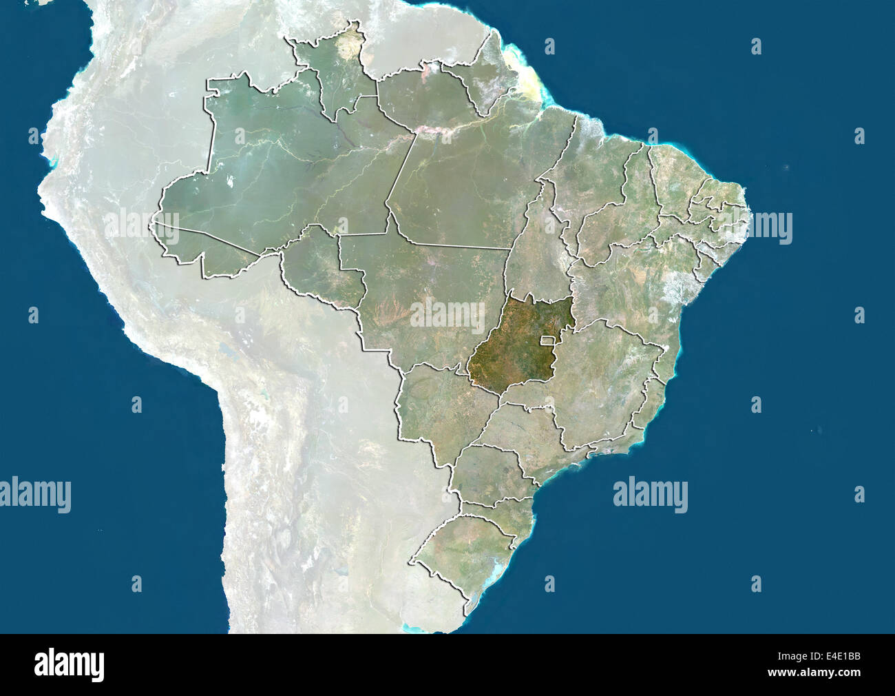 Brazil and the State of Goias, True Colour Satellite Image Stock Photo ...
