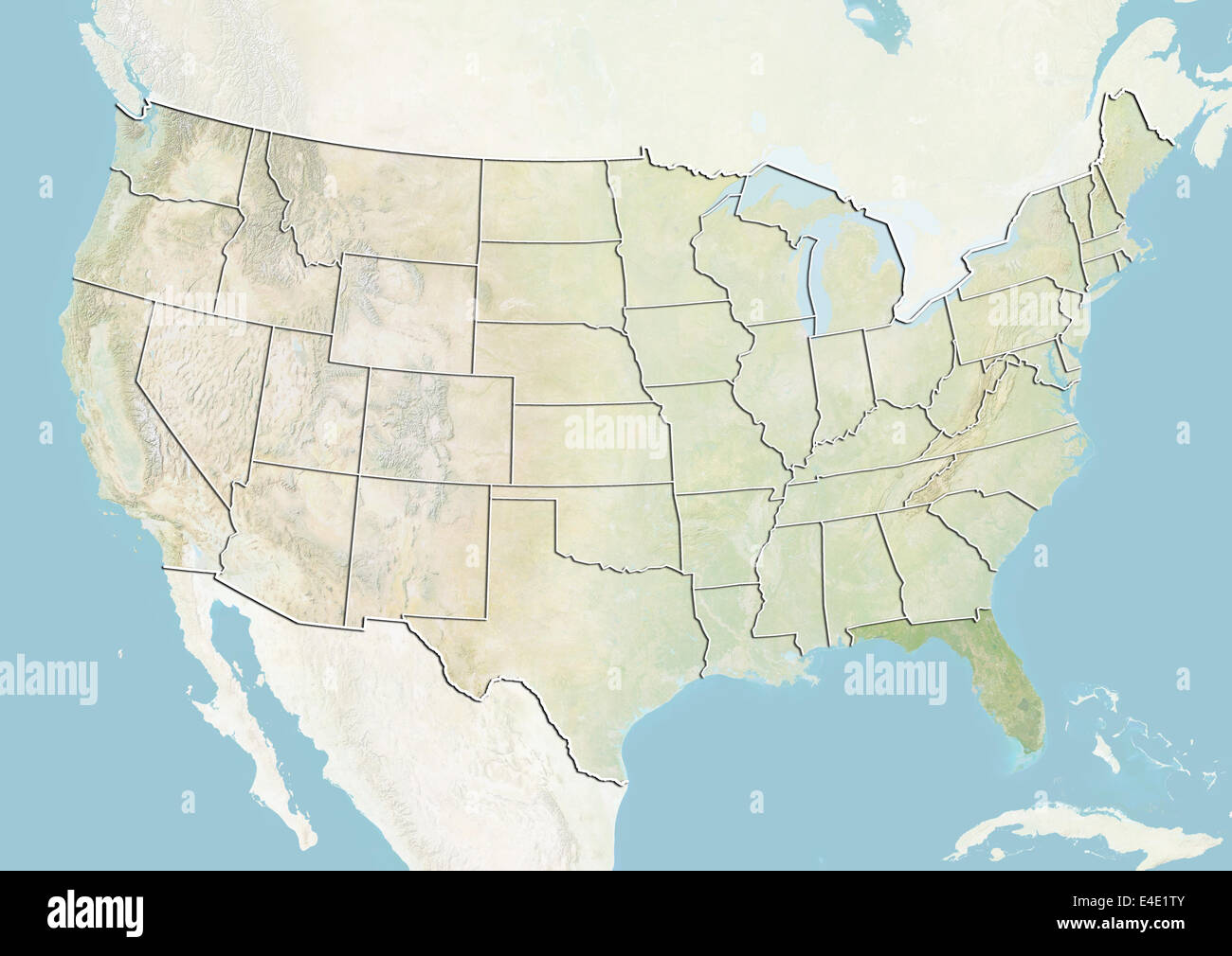 United States and the State of - United States And The State Of Florida Relief Map E4E1TY 