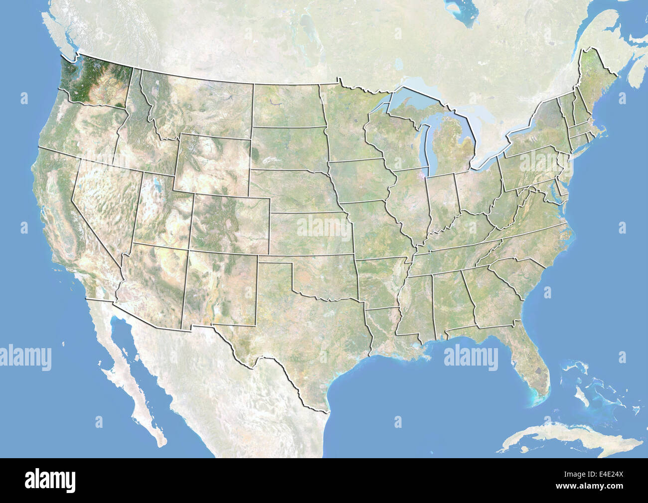 United States and the State of Washington, Satellite Image With Bump