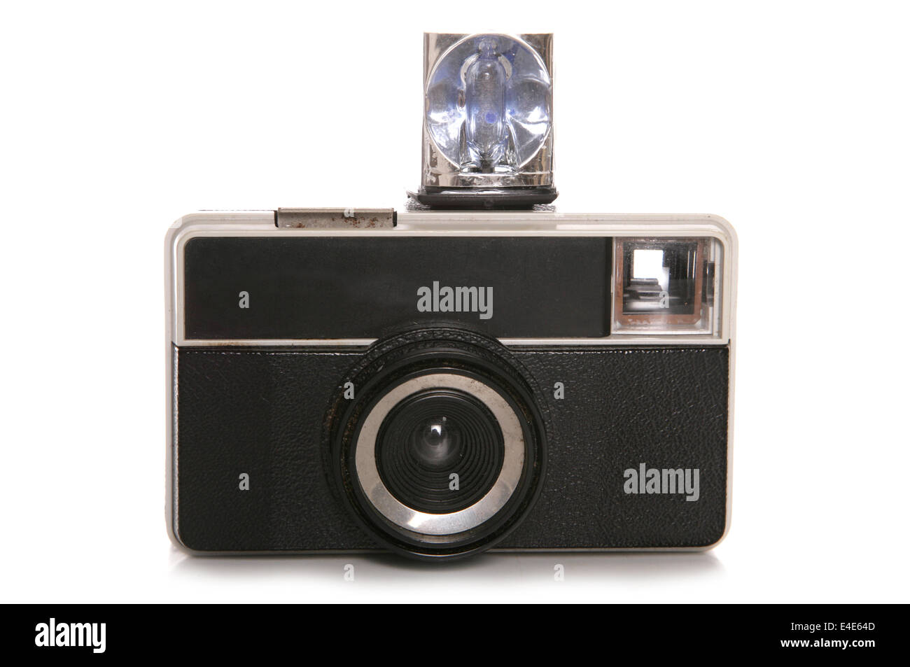 vintage camera with flash studio cutout Stock Photo