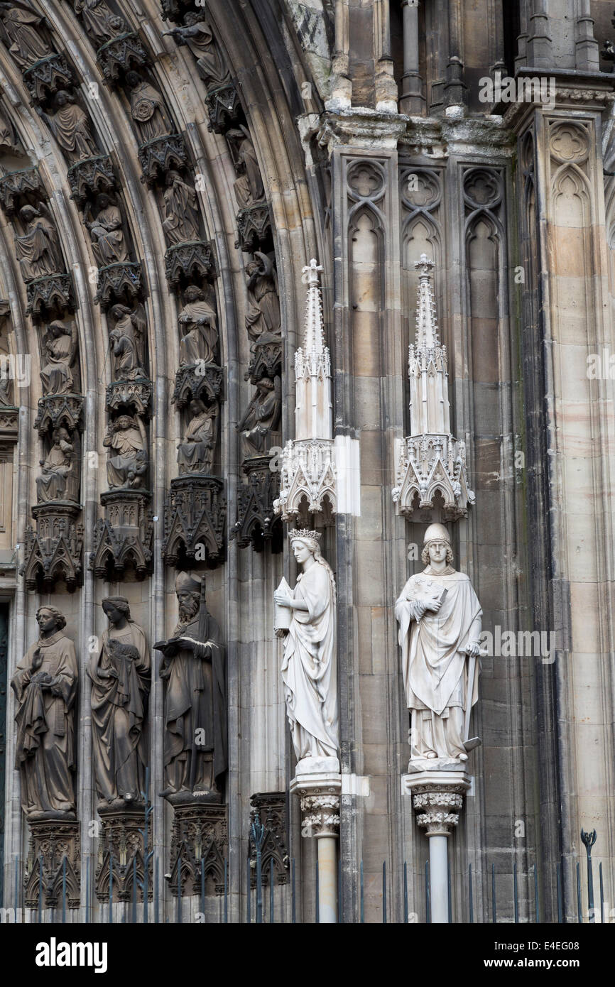 Sculptures on the Facade of the Cathedral in Cologne, Germany Stock Photo