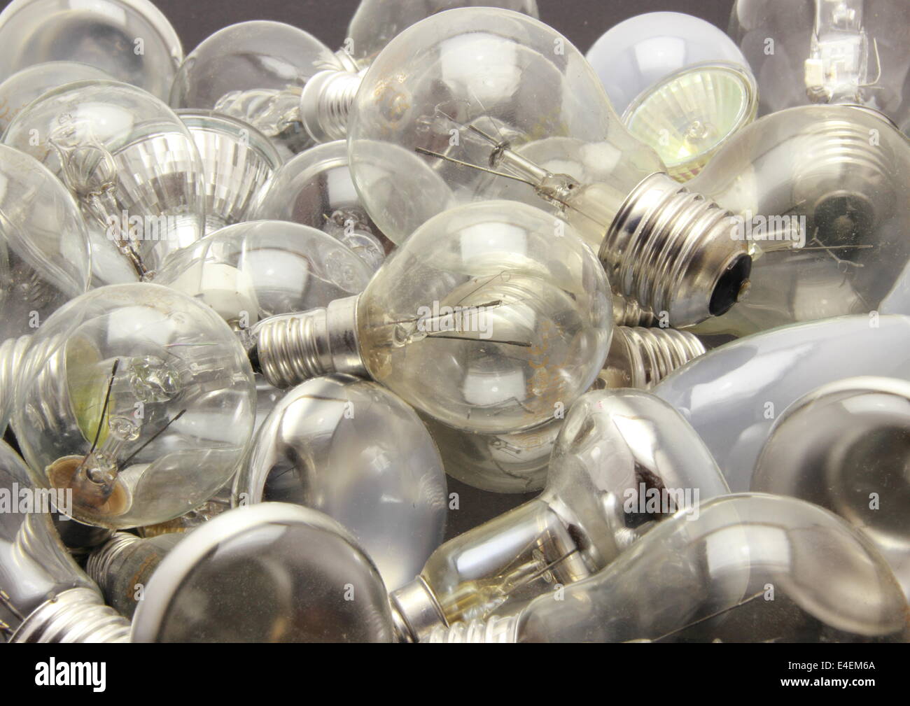 Selection of different used lightbulbs Stock Photo