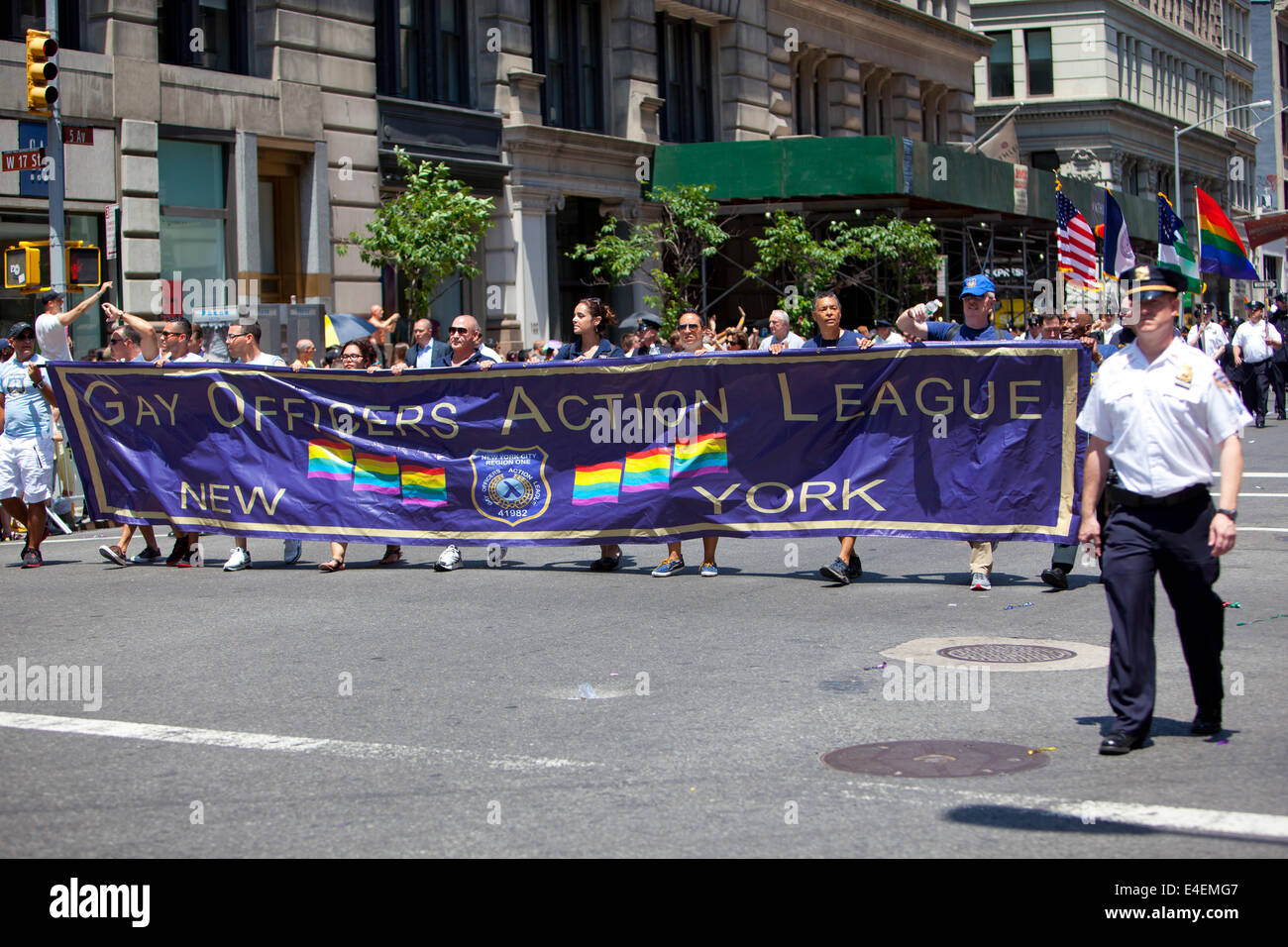NEW YORK, USA - JUNE 29th 2014: The New York City Pride March commemorating the gay rights movement. Stock Photo