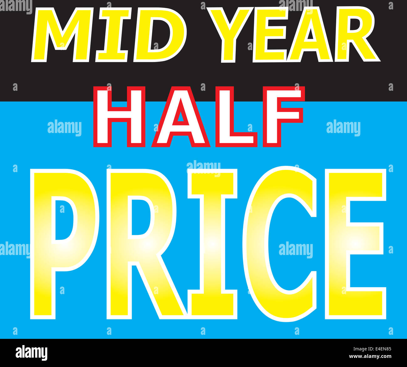 Vector of Mid Year Half Price Promotion Label. Stock Photo