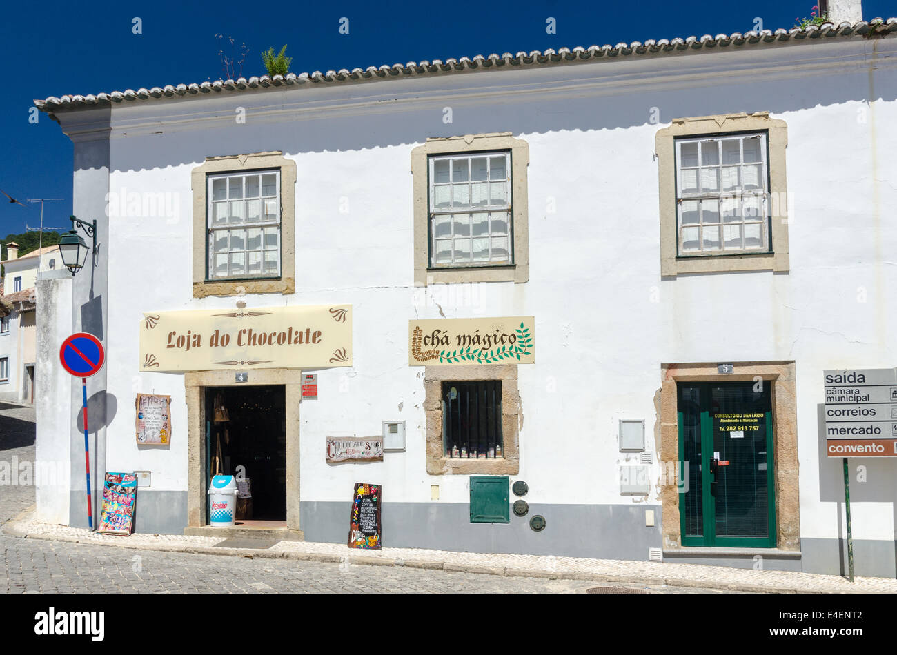 loja do Chocolate shop in the pretty town of Monchique in the Serra de Monchique, Portugal Stock Photo