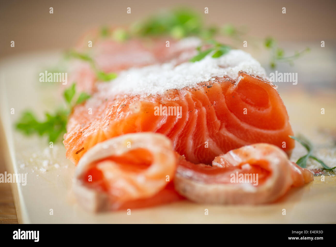 salted salmon with salt Stock Photo - Alamy