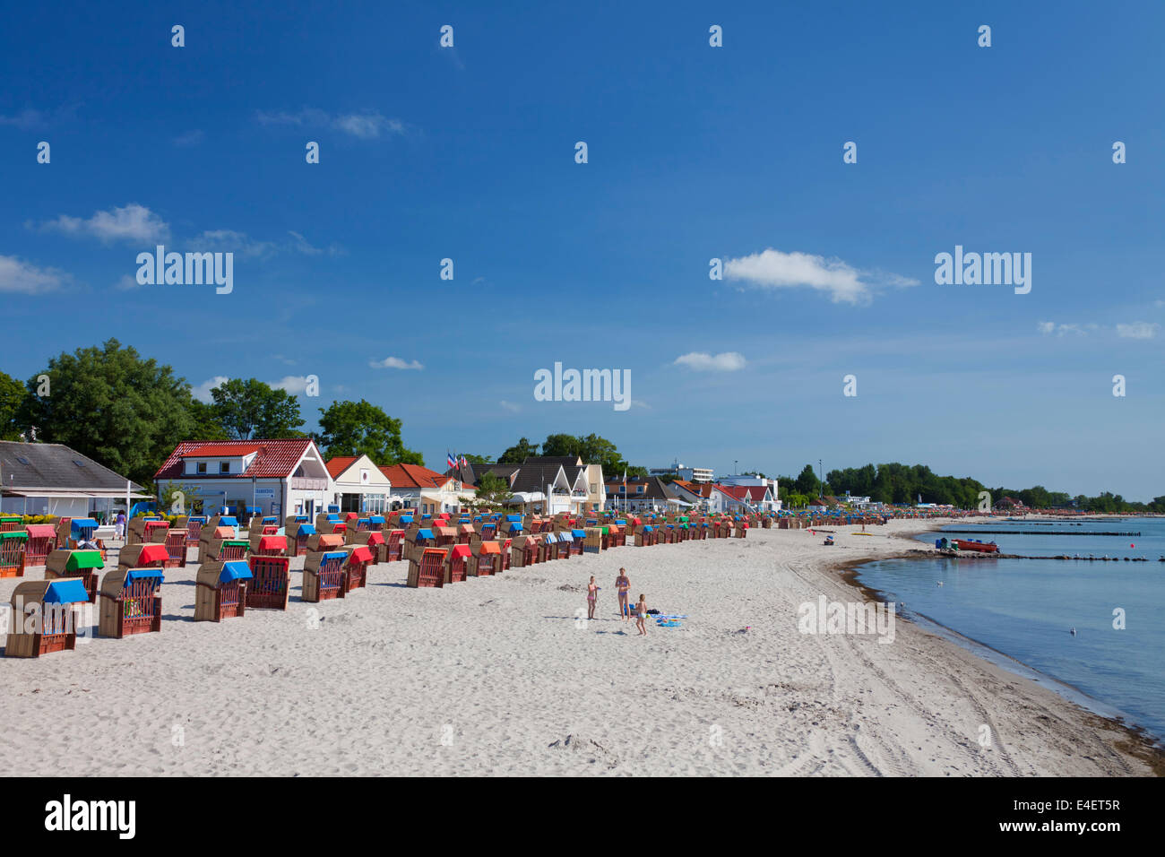 Roofed wicker beach chairs at Kellenhusen, seaside resort along the Baltic Sea, Schleswig-Holstein, Germany Stock Photo