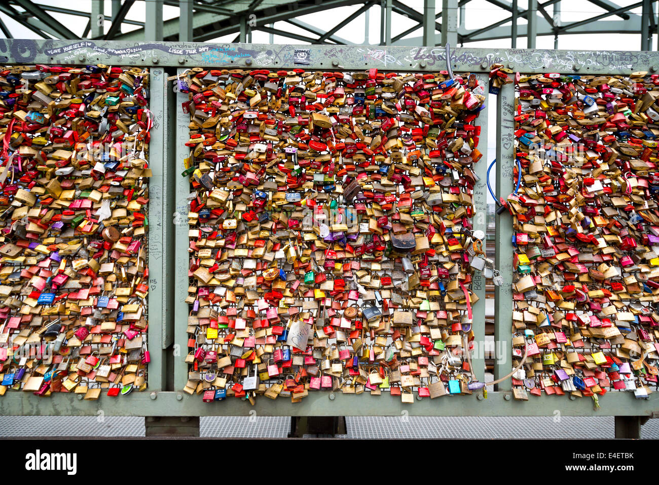 Love Locks on the Hohenzollern Bridge in Cologne, Germany Stock Photo