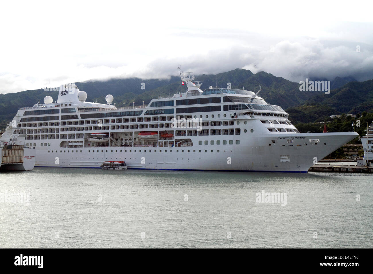 Pacific Princess cruise ship docked at Papeete, Tahiti, French Polynesia. Stock Photo