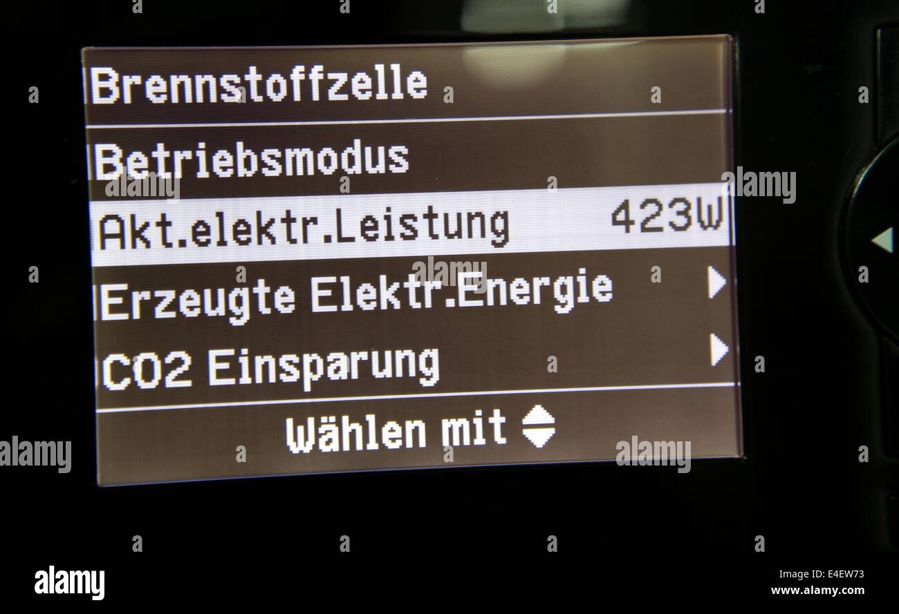The power display of the new fuel cell heating system is seen in the ...