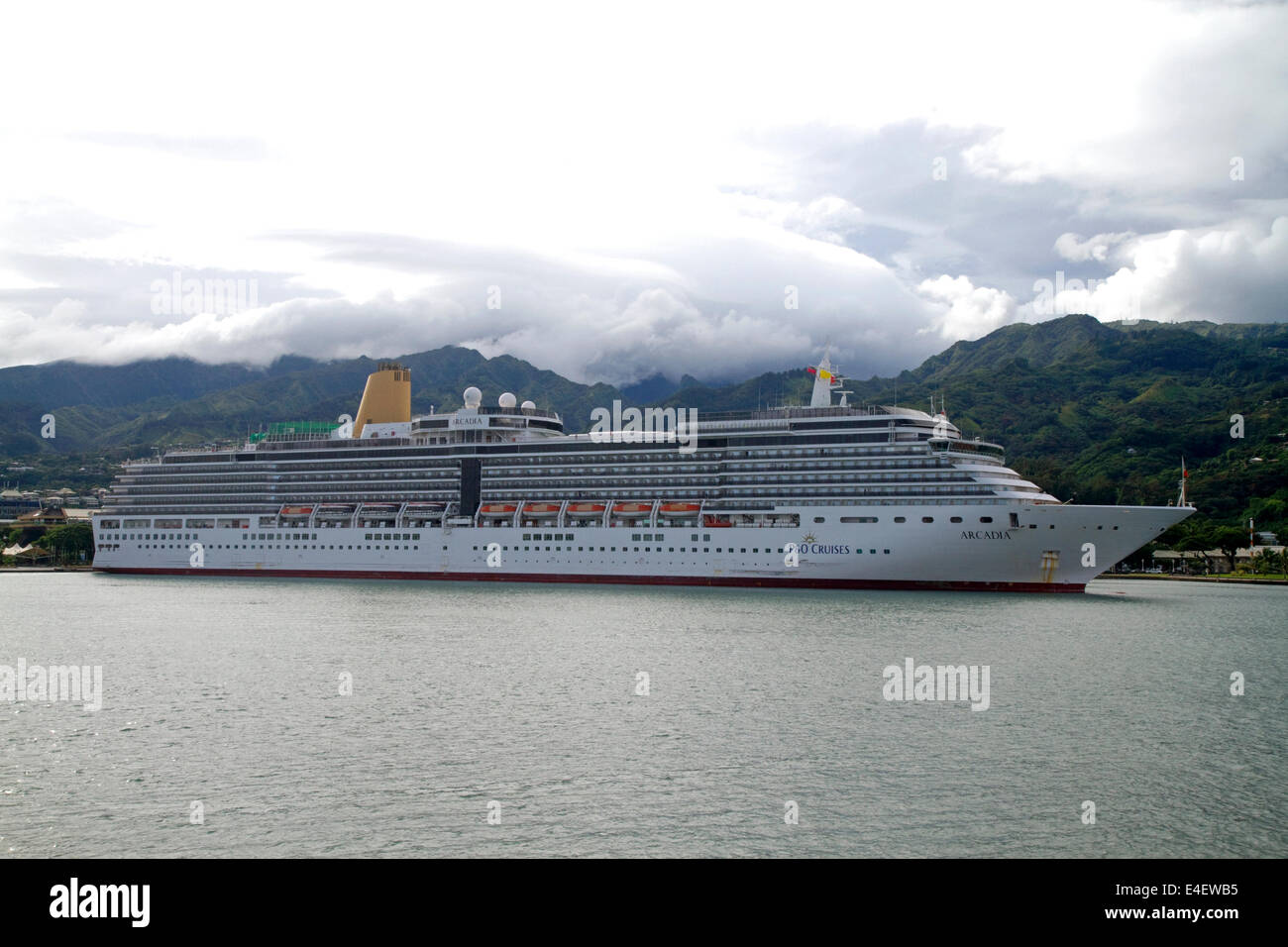 Arcadia cruise ship docked at Papeete, Tahiti, French Polynesia. Stock Photo