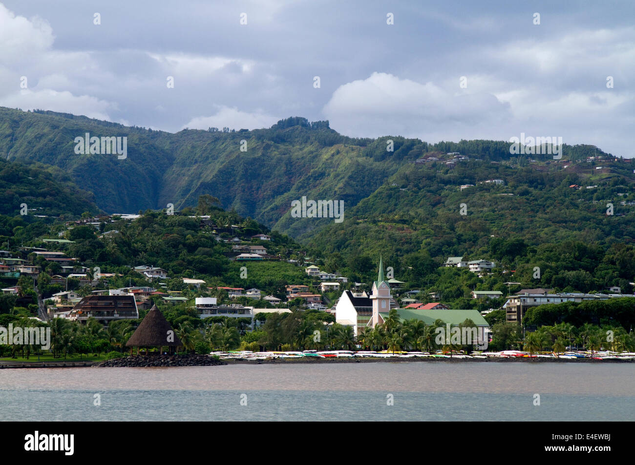 View of the city of Papeete, Tahiti, French Polynesia. Stock Photo