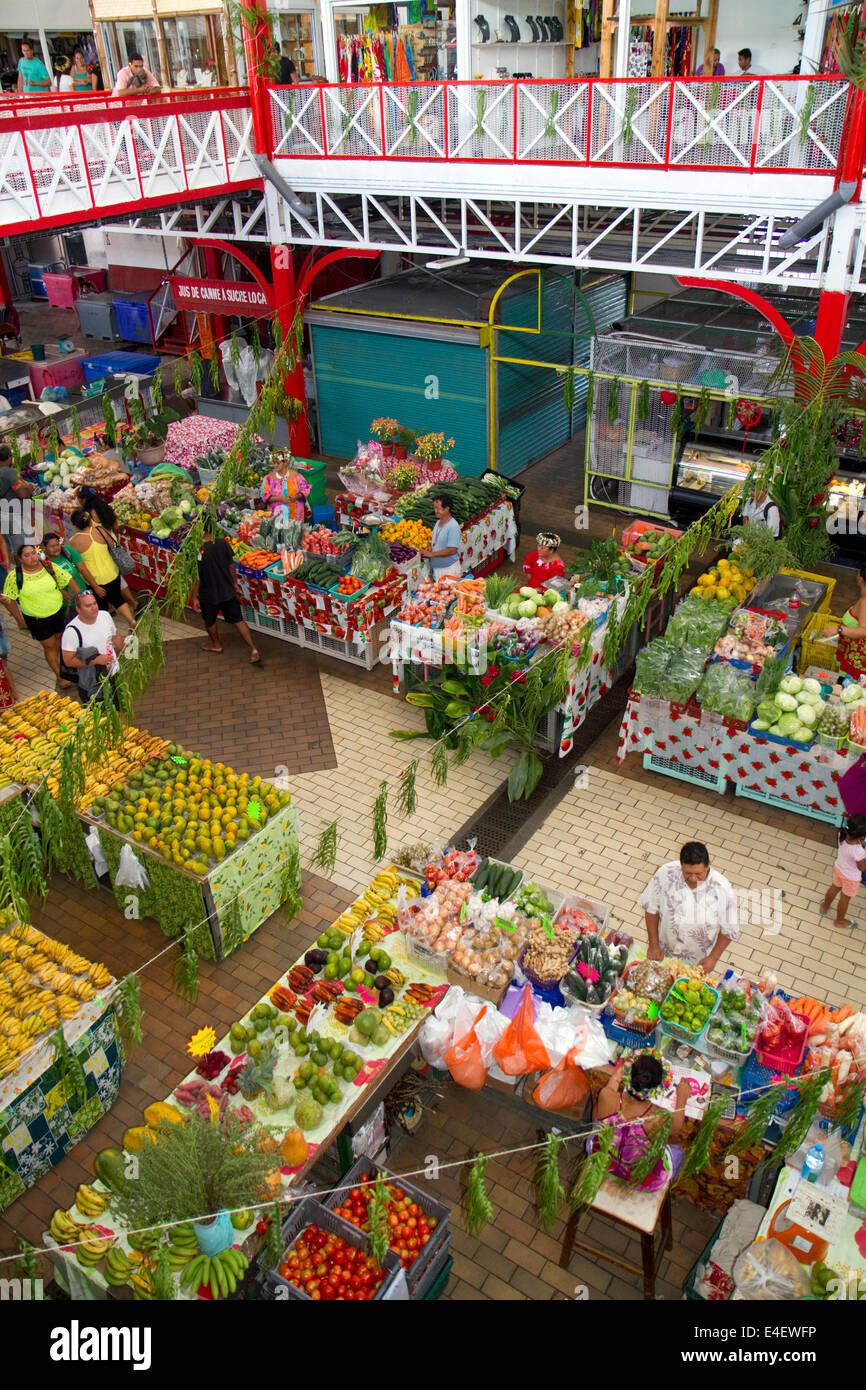 The Papeete Market on the island of Tahiti, French Polynesia. Stock Photo
