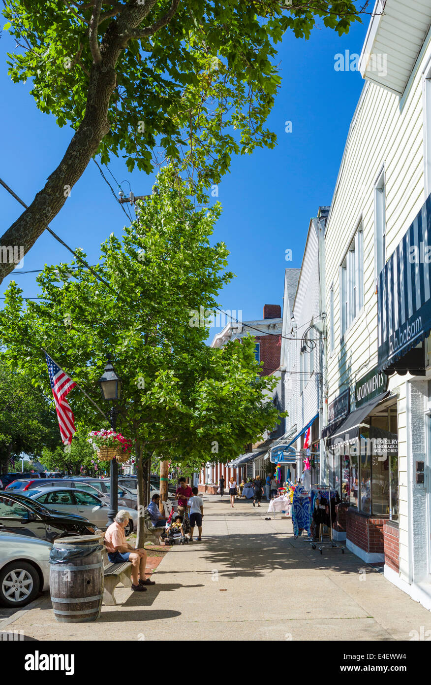 Main Street in the village of Sag Harbor, Suffolk County, Long Island , NY, USA Stock Photo