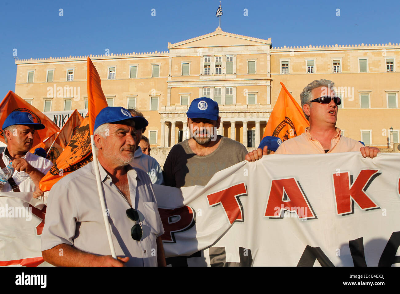 Athens, Greece. 9th July, 2014. Public Power Corporation workers ...