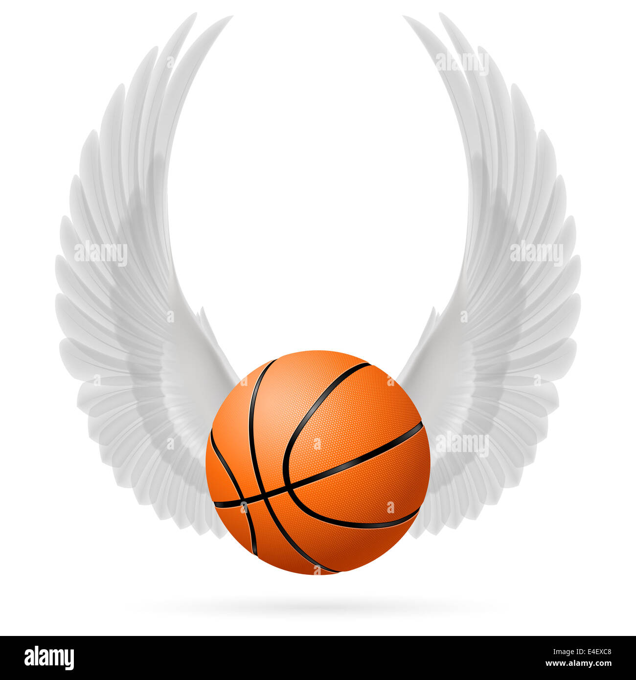 White wings with basketball on white background Stock Photo Alamy