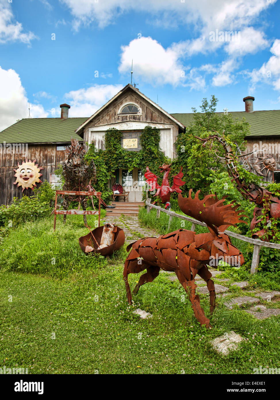 Homer, New York, USA, July 9,2014. Frog Pond Farm Folk Art Gallery