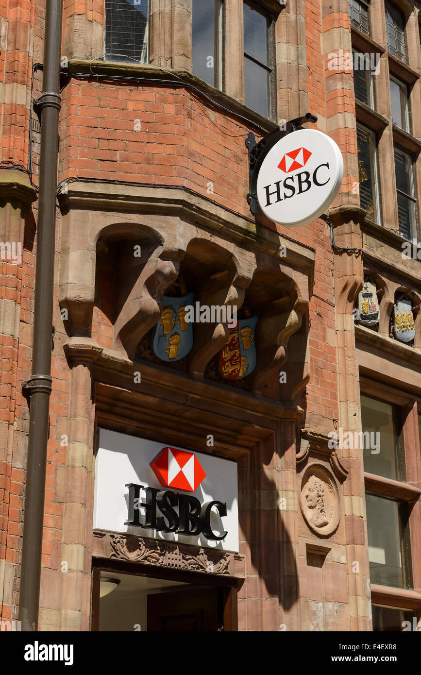 The entrance to the HSBC Bank in Chester city centre UK Stock Photo