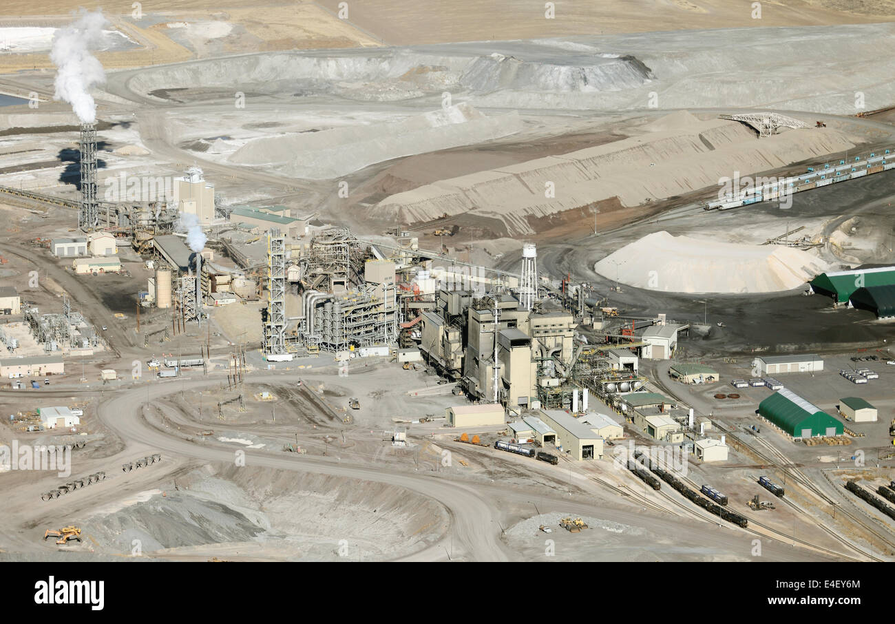Ana aerial view of a phosphate mining and refining plant. Stock Photo