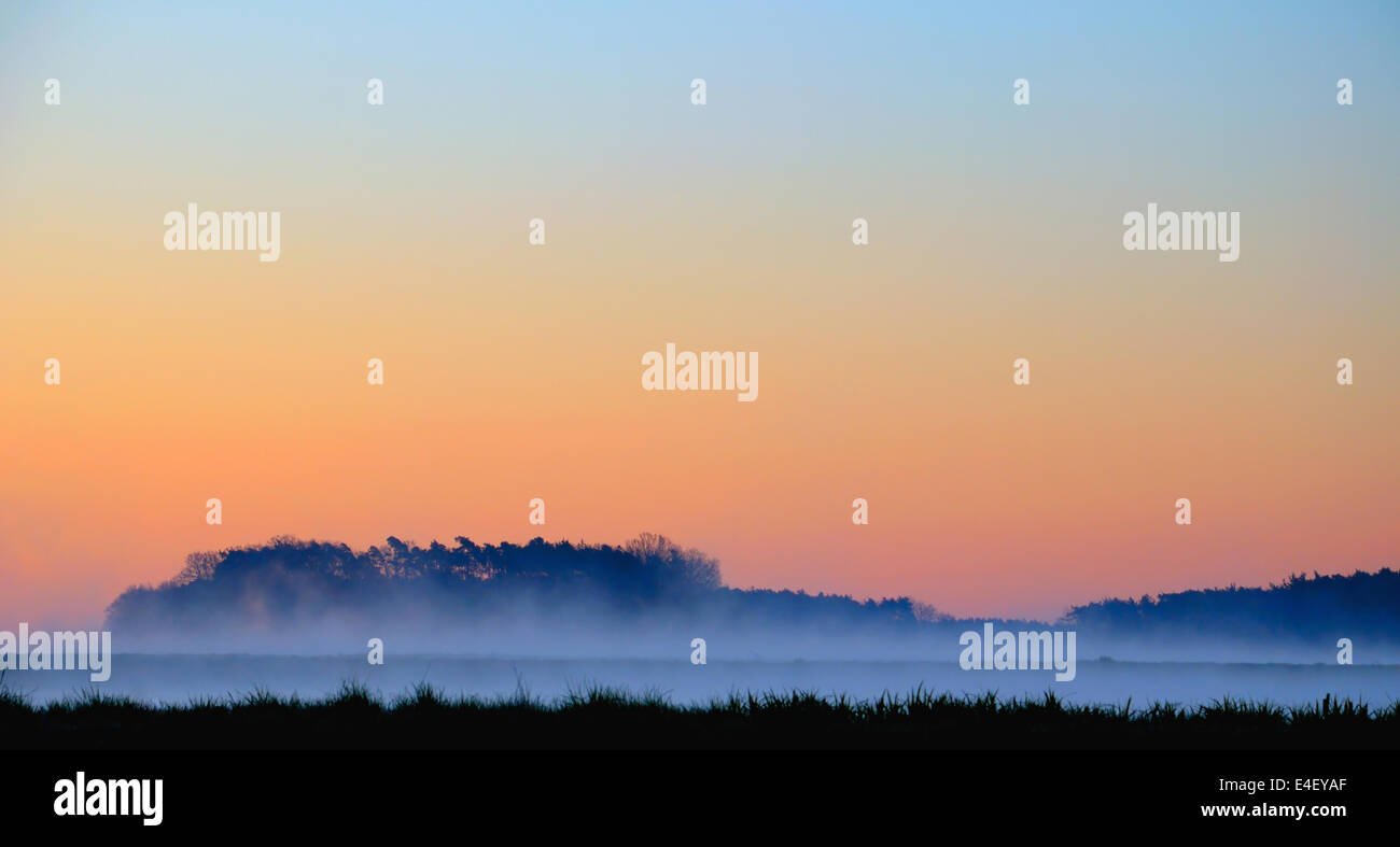 Misty rural landscape in the early morning light Stock Photo - Alamy
