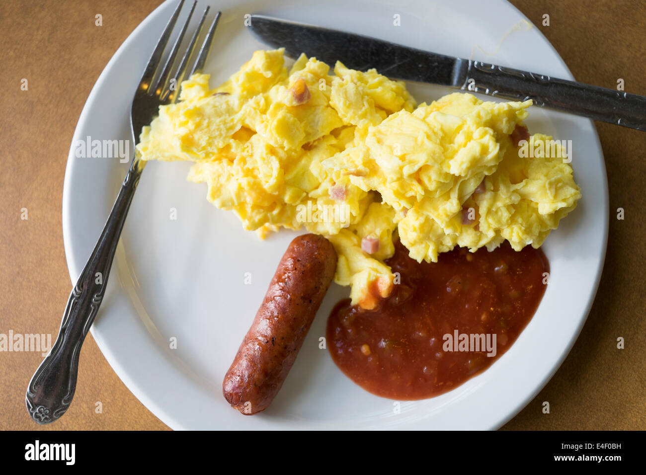 High Protein Full Breakfast Plate With Scrambled Eggs Bacon Pieces Shredded Cheese Sausage Link And Salsa Sauce Stock Photo Alamy High Protein Full Breakfast Plate With Scrambled Eggs Bacon Pieces Shredded Cheese Sausage Link And Salsa Sauce Stock Photo Alamy