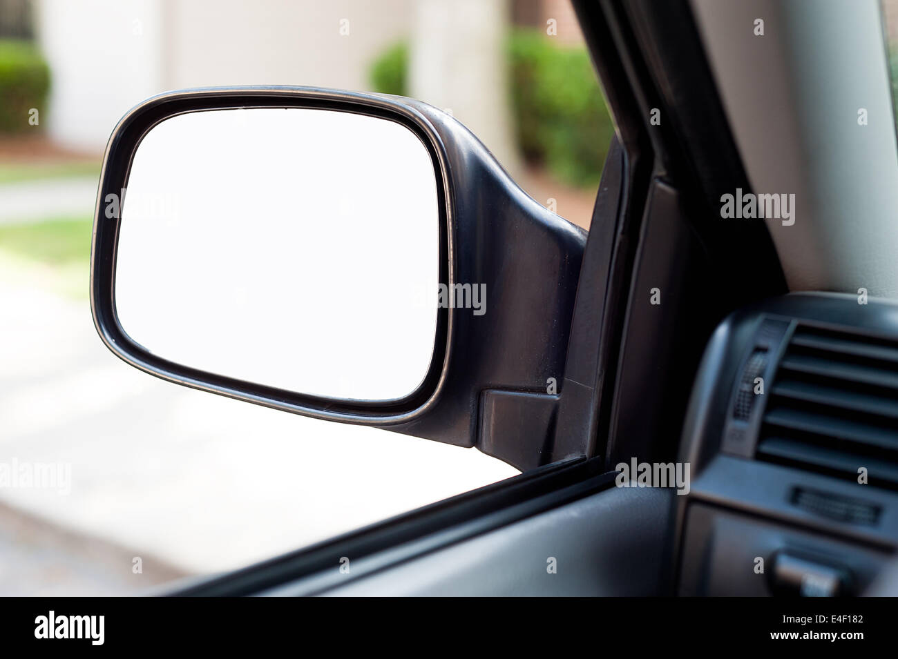 Car mirror on with copy space Stock Photo