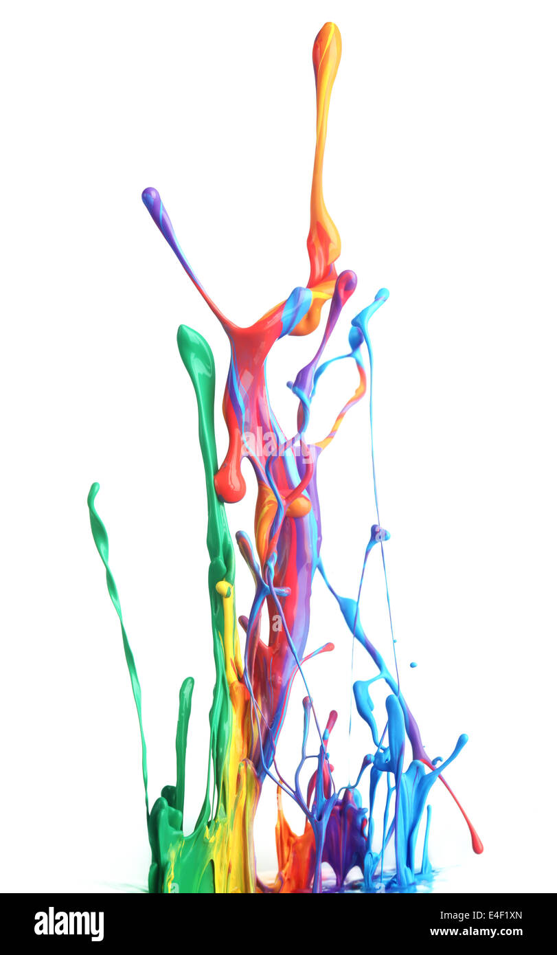 Colorful paint splashing Stock Photo