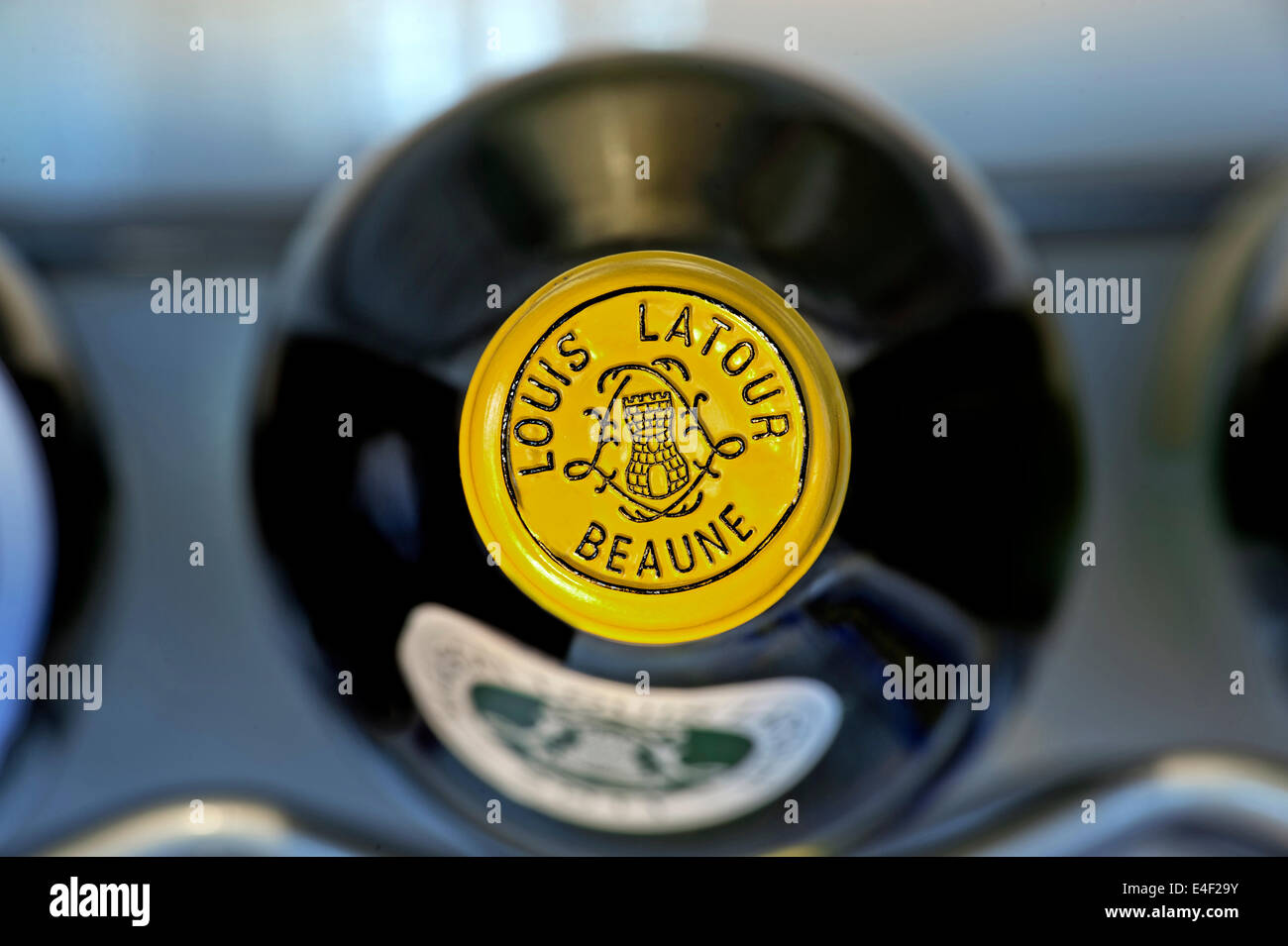 Louis Latour encapsulation bottle top on fine white Burgundy wine