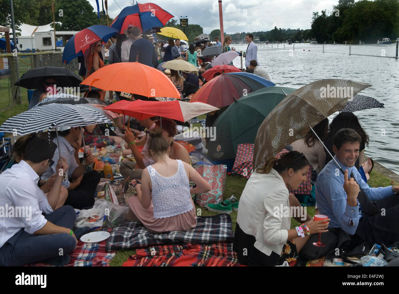 Rain raining picnic an English summer wet weather 2014 2010s Henley Stock Photo 71631662 Alamy