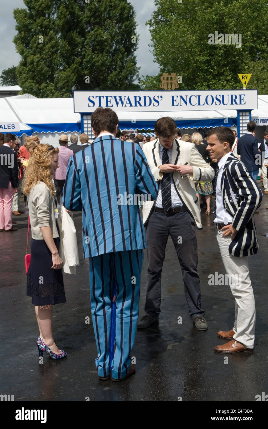 Henley on Thames Rowing team members wear traditional club blazers UK 2014 2010s  HOMER SYKES Stock Photo