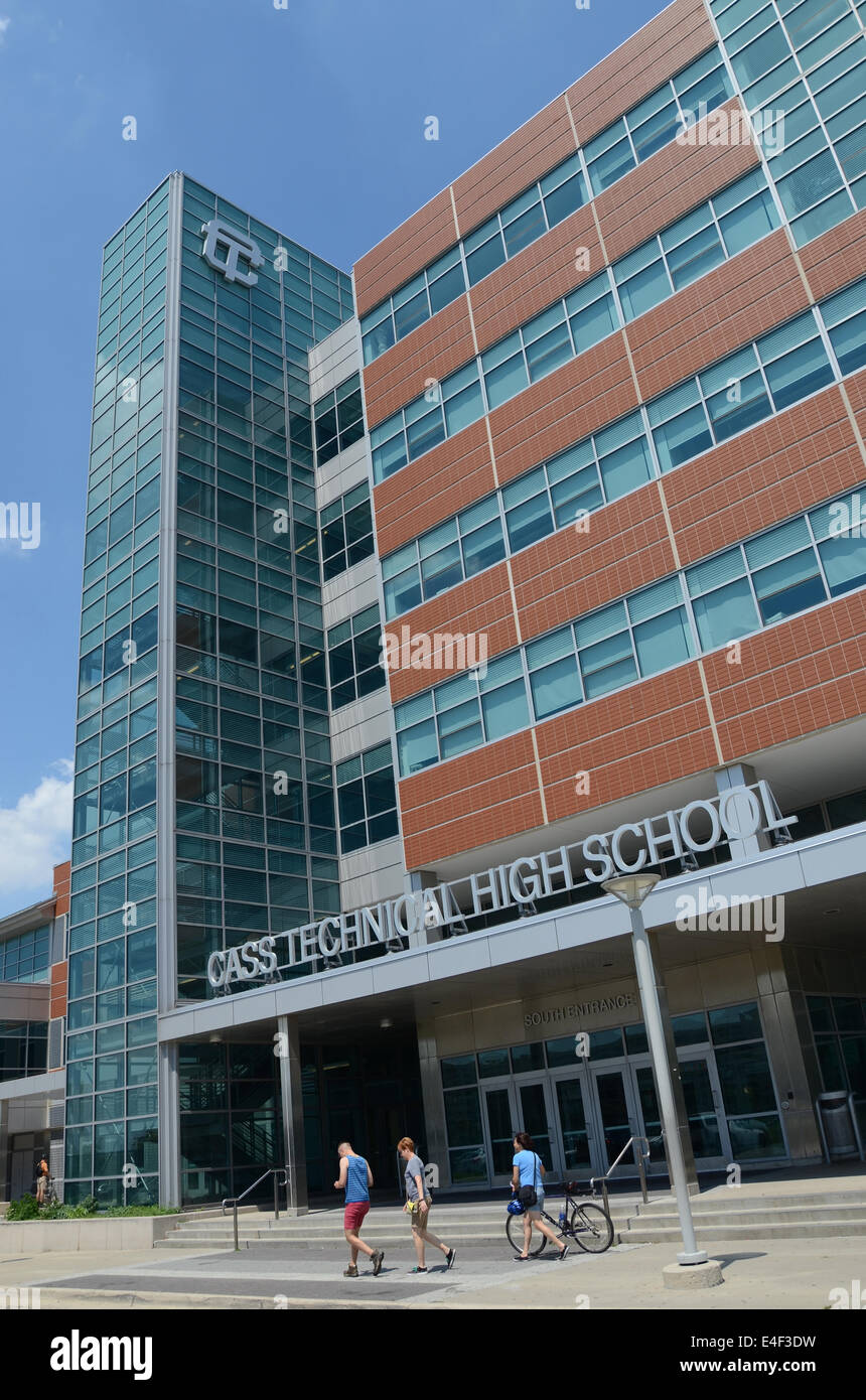 DETROIT, MI - JULY 6: Cass Technical High School in Detroit, MI, shown here on July 6, 2014, is one of the few magnet schools in Stock Photo