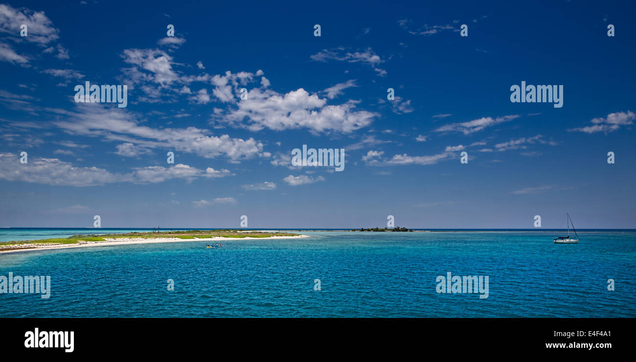 Sail Boat anchored at Fort Jefferson in the Dry Tortugas National Park Stock Photo