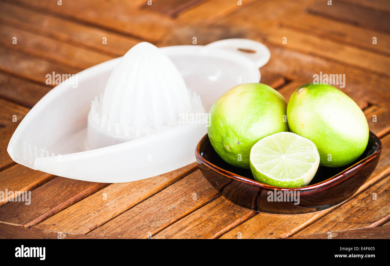 Fresh lime wholes and slice prepare for squash Stock Photo