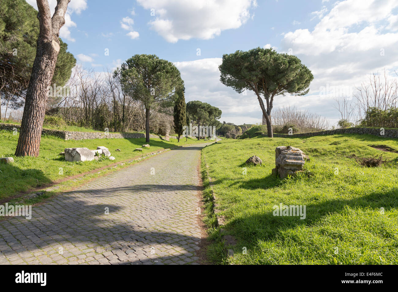 On the Appian Way, the Via Appia Antica, in Rome, Italy. Stock Photo