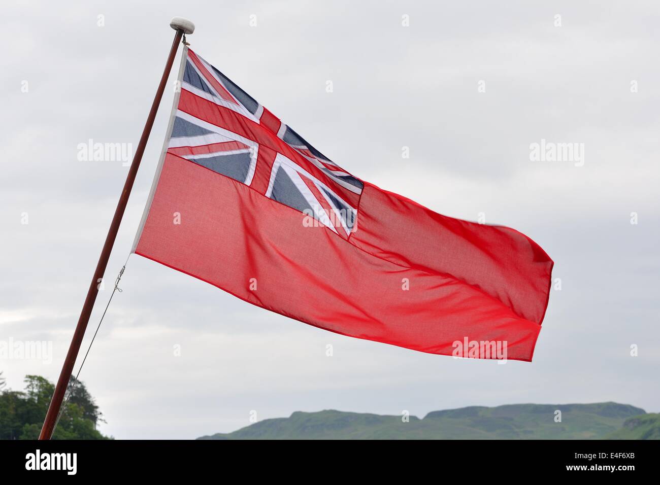 The Red Ensign, used by British civilian vessels. Stock Photo