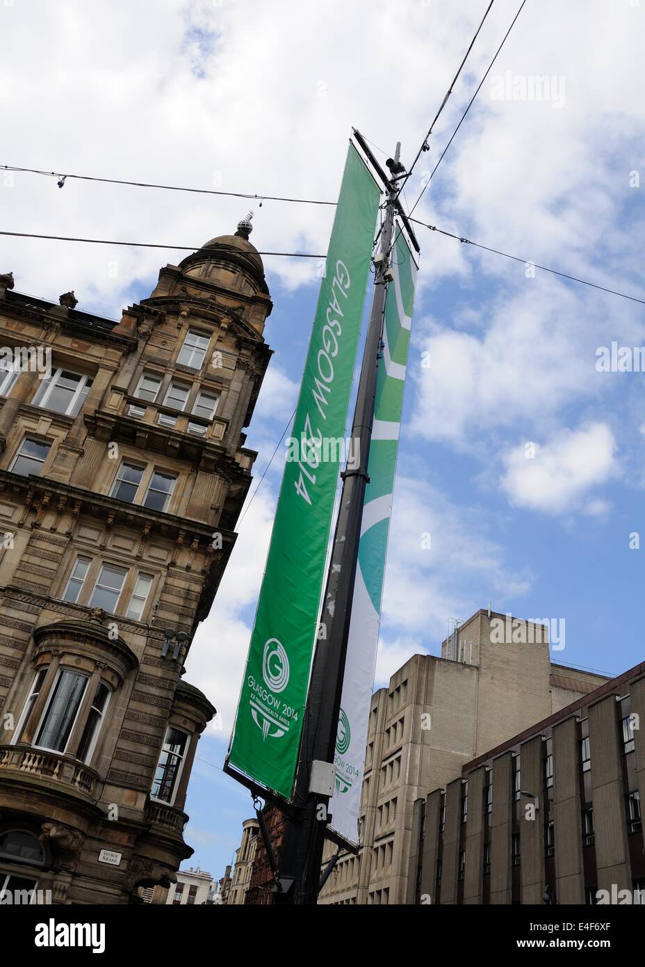Glasgow 2014 banner flag in Square Stock Photo Alamy