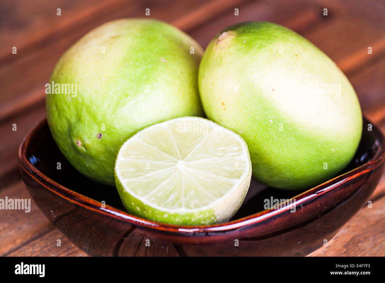 Close up fresh lime wholes and slice Stock Photo